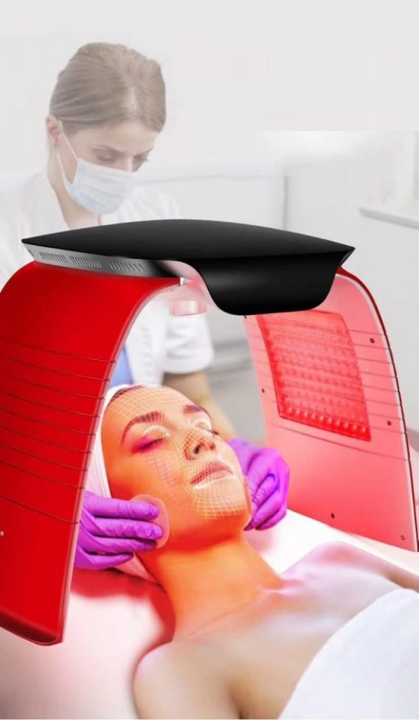 ماسک تونلی ال ای دی نور درمانی 7 رنگ با اسپری سرد و گرم led facial mask